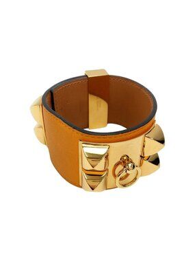 Hermes Collier de Chien Leather NM 004 NF Orange Gold Bracelet